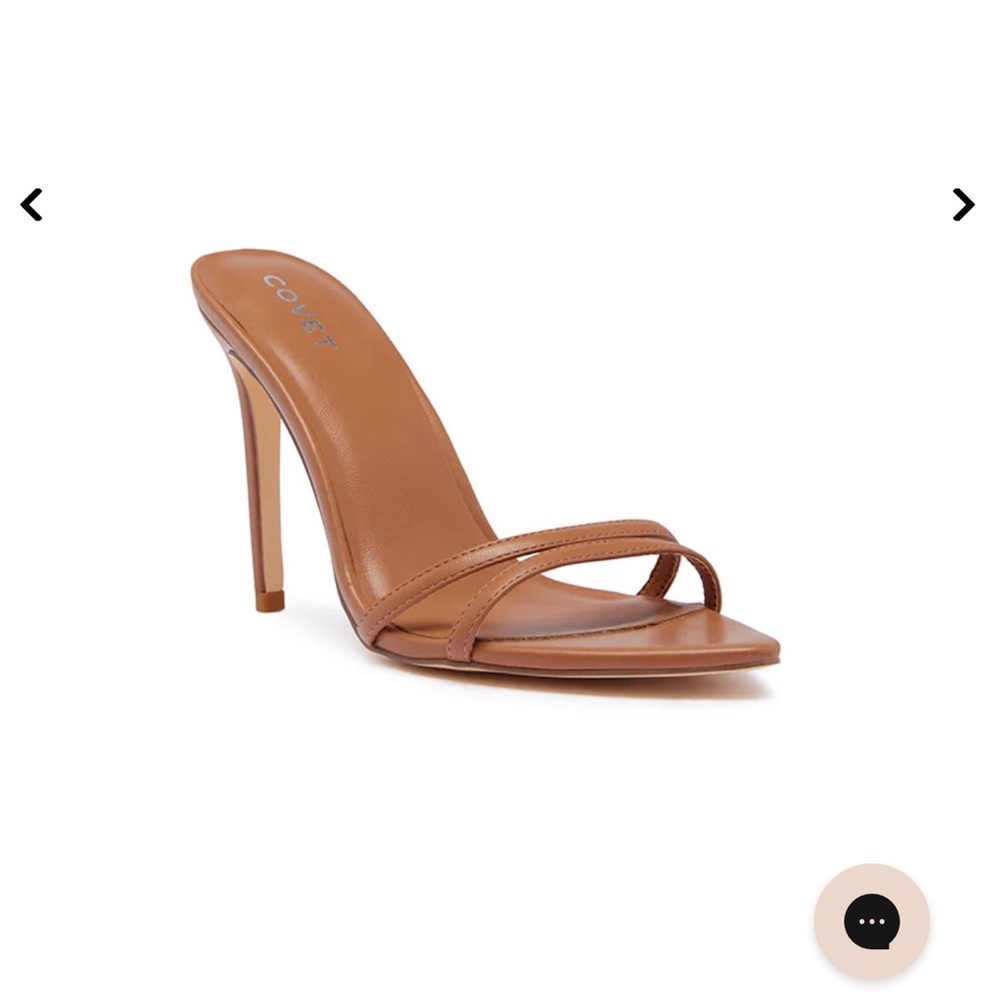 Classic Tan Stiletto Slide Heels - Picture 5 of 9